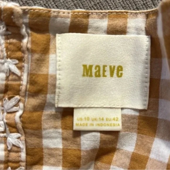 Anthropologie Maeve Gingham Crop Top EUC Embroidered Floral Smocked Tank Corset - Picture 8 of 11